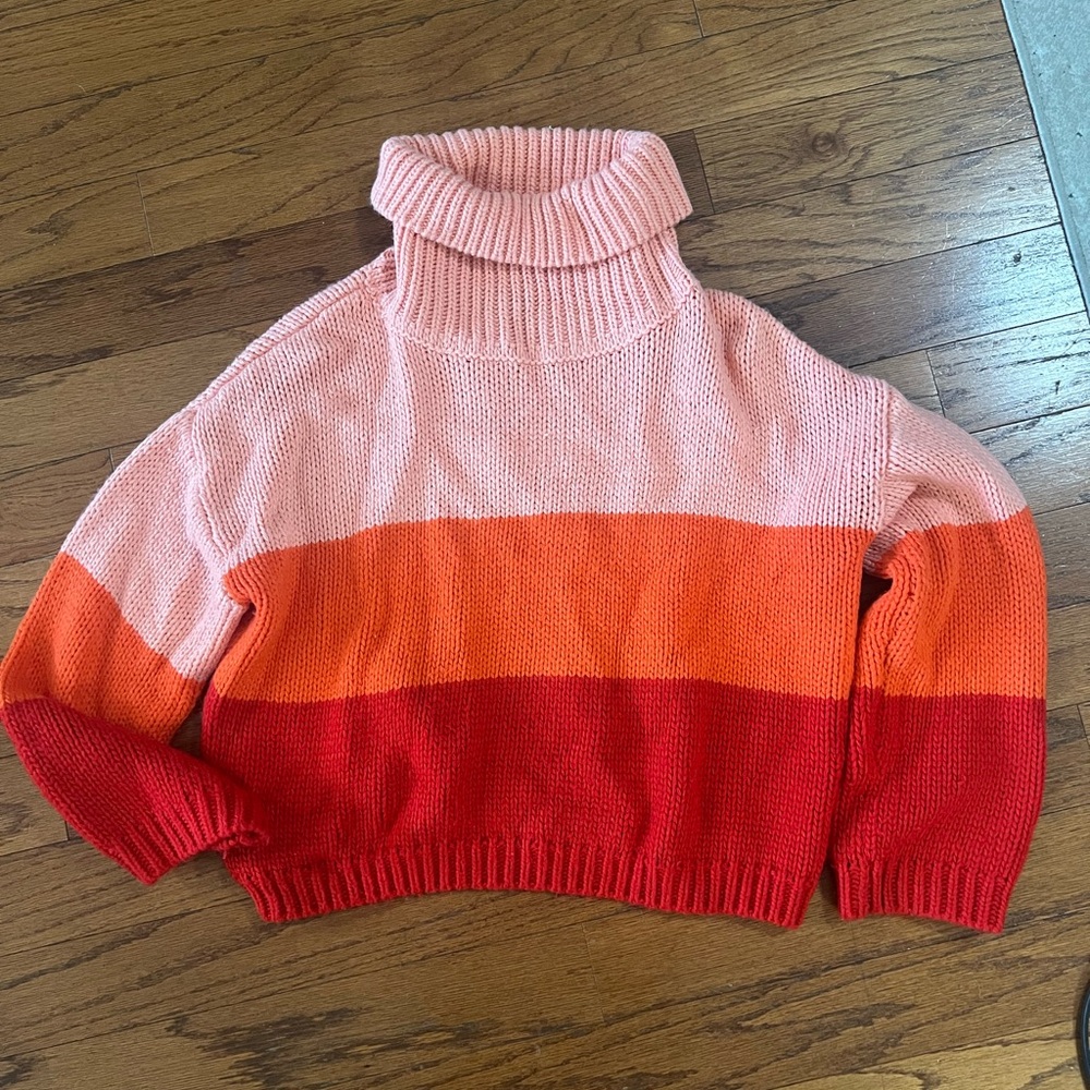 Vici Multicolor Turtleneck Sweater - Pink, Orange, Red